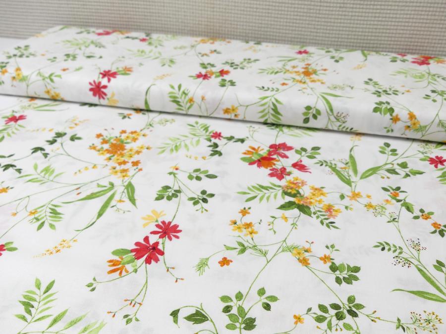 Preview: Patchworkstoff Clothworks Kollektion Flowershop filigrane Blumen rot gelb orange
